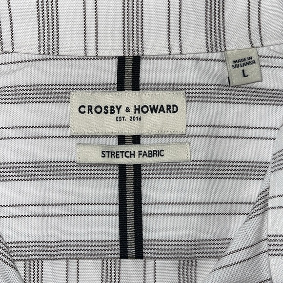 Crosby & Howard Button Down Shirt White & Gray Striped Size Large - Picture 4 of 13